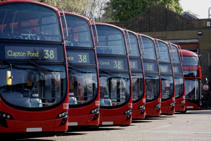 Row of buses at bus station